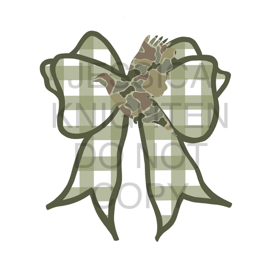 Dove Gingham Bow Design -Hand Drawn