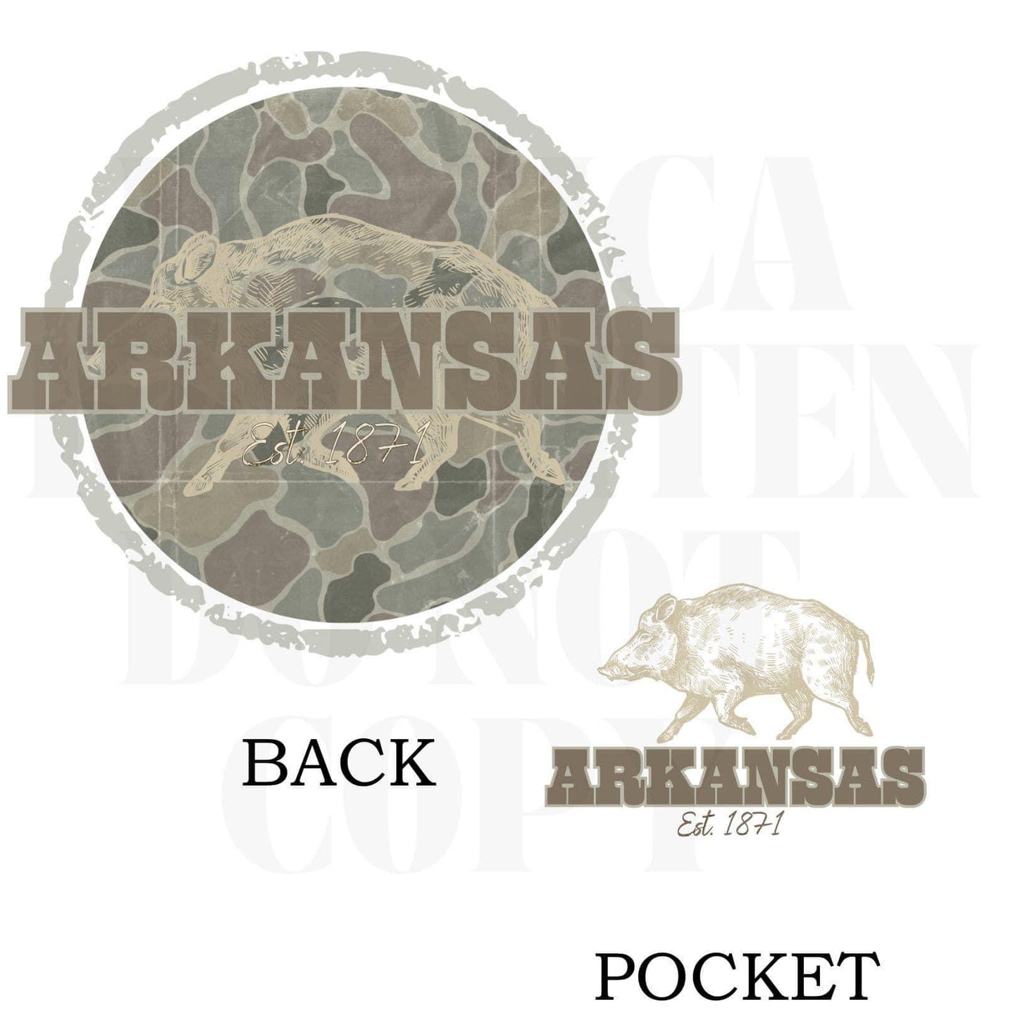 Camo University Transparent PNG Digital Design - Men - Football - Outdoors - Country - Camouflage - Arkansas