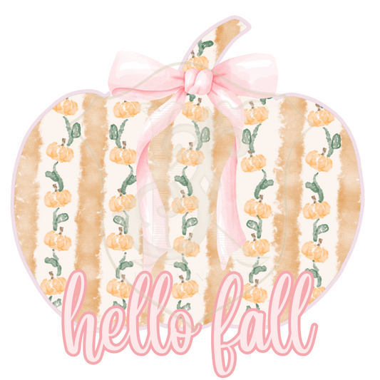 Hello Fall Pink and Orange Pumpkin Shack Design