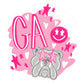 GA Preppy Mascot Head Scribble Design - PNG - Bulldogs- Smiley Face - Bolt - Heart - Pink - Football - Transparent - Digital