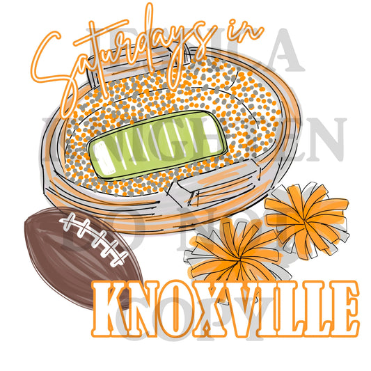 Saturdays in Knoxville Digital, Bouqie Digital, Vols Football Designs, Go Volunteers PNG, Hand Drawn PNG