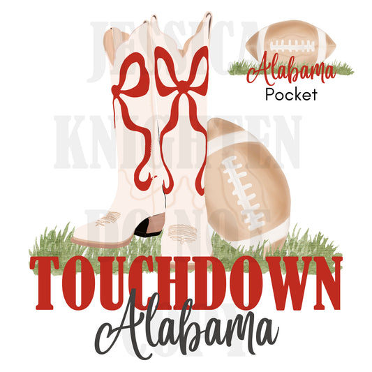 Alabama Bow Boot Back and Pocket Design Digital File - PNG - Transparent Background - SEC  - Football Design